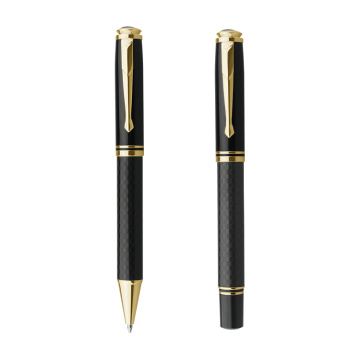 Gold Metal Carbon Fiber Pen 1.0 mm Midpoint Pen Set Black Ink Custom Logo Business Best Writing Pen